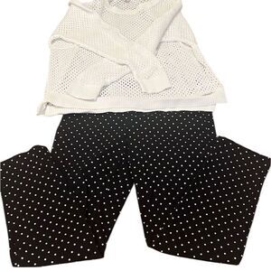 Apropos size 6 black and white polka dotted ankle length cropped pants EUC